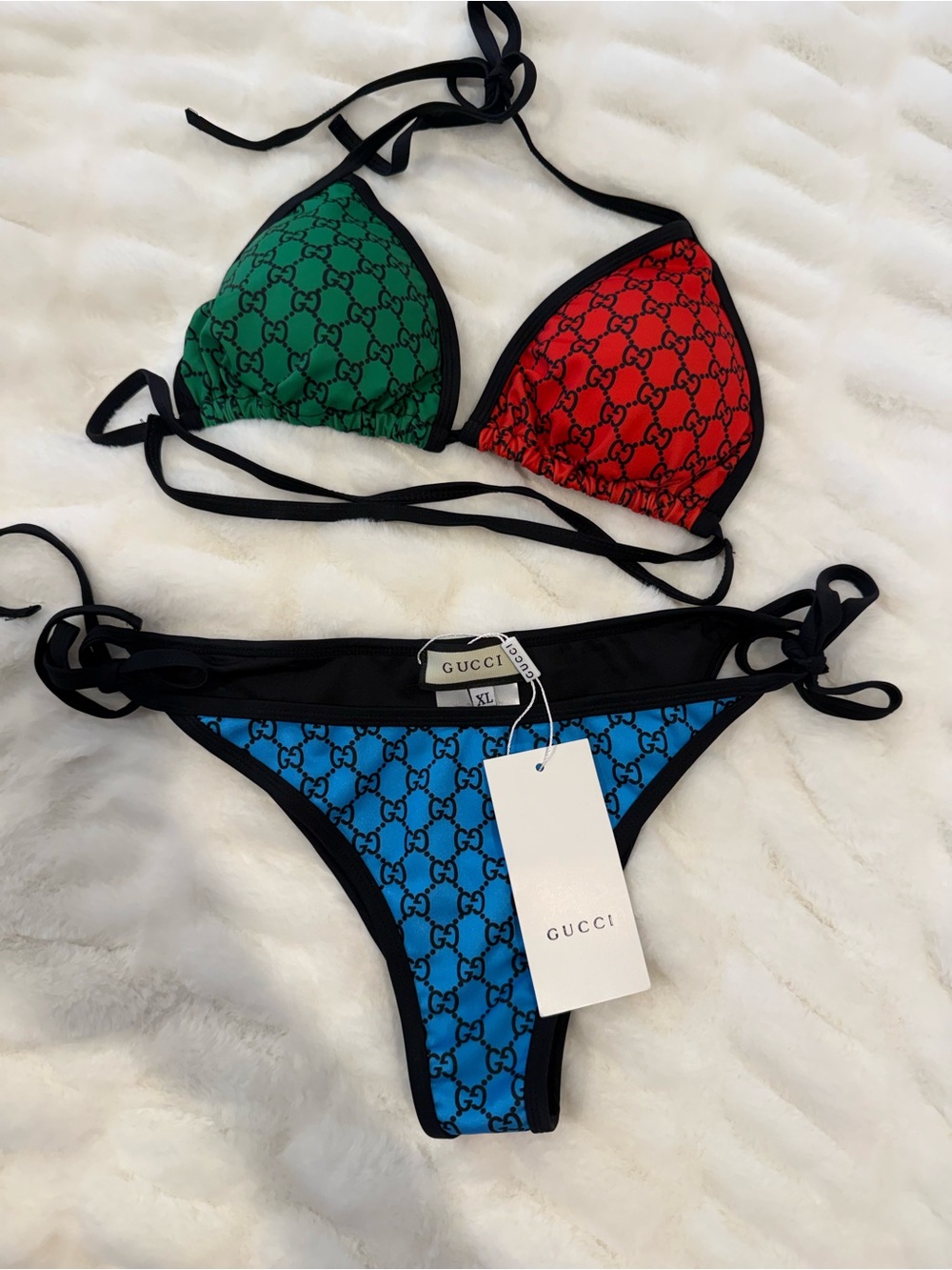 NWT Multicolor Triangle Bikini Top and Bottom
